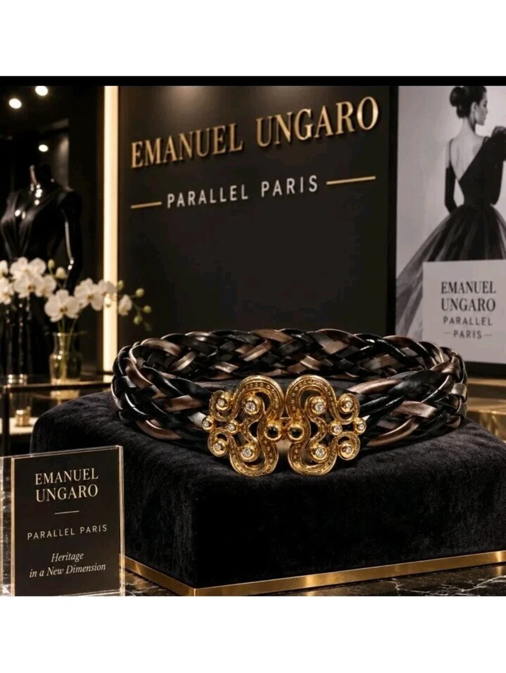 EMANUEL UNGARO – PARALLEL PARIS Vintage Multi-Texture Braided Leather Belt · 30